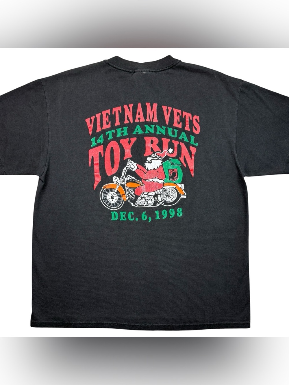 VTG 90s Vietnam Vets Motorcycle Club Santa Toy Run USA Military Biker t-shirt L
